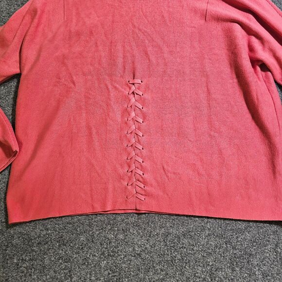 J Jill Sweater Top Women Medium Pink Orange Lace Up Knit Classic Casual Career - Picture 9 of 10